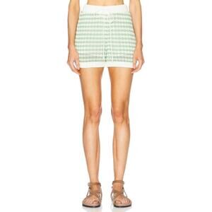 Zimmermann Everley Scallop Knit Short in Green Cream AU 3 US 10